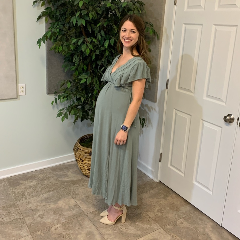 Baltic Born Jennifer Deep V Maxi Dress - Sage - XS